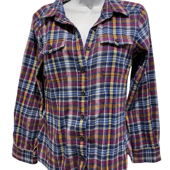 PATAGONIA Women’s Flannel Button Down Shirt Organic Cotton Pocket Size 2 - Picture 1 of 7